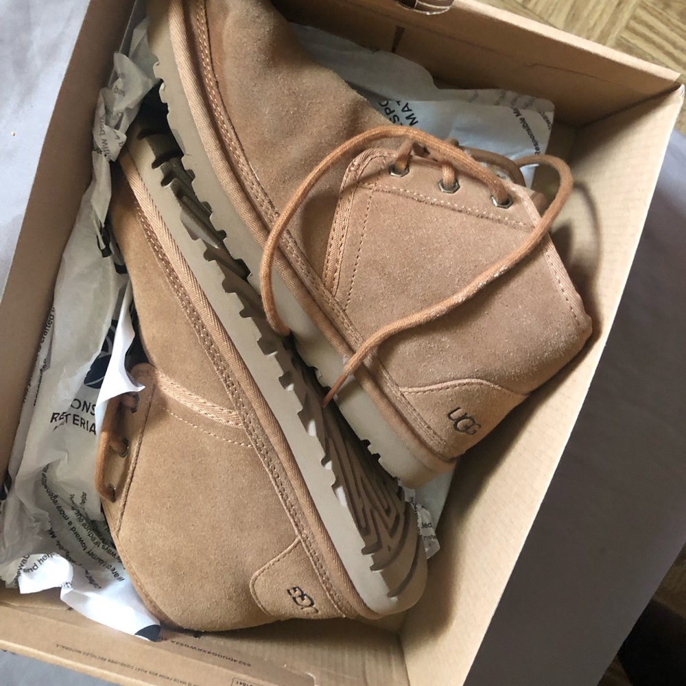 UGG Tan Ankle Booties with Suede Finish